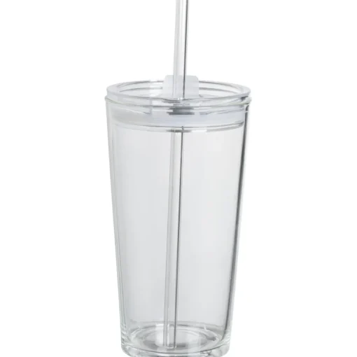 Drinkbeker Met Rietje Holo Transparant - 650 ml