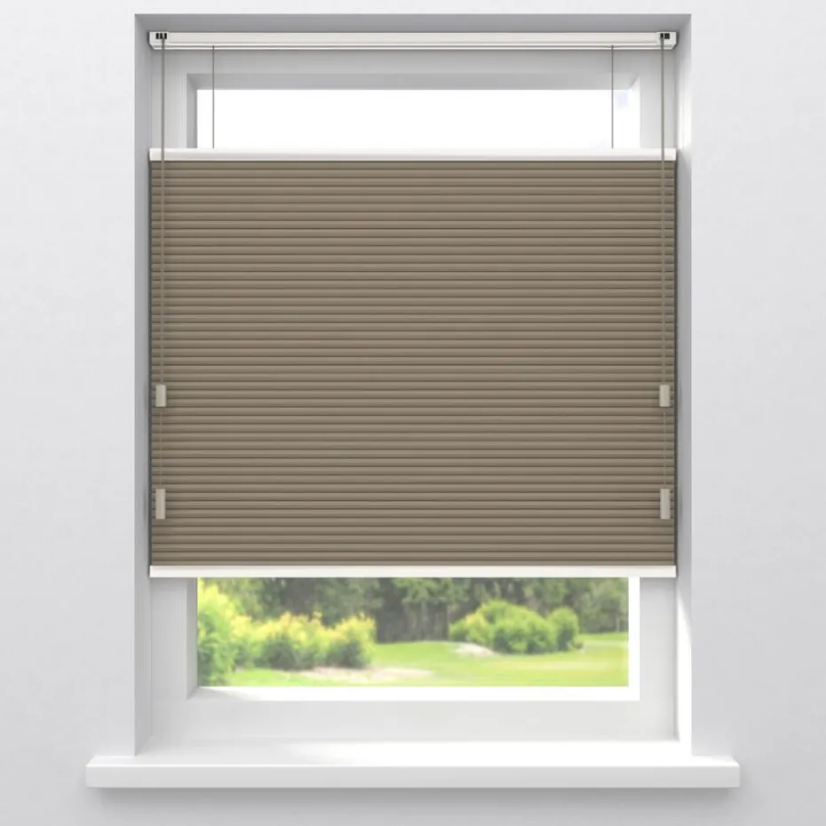 Fenstr Dubbel Plissé Elsa Taupe Verduisterend