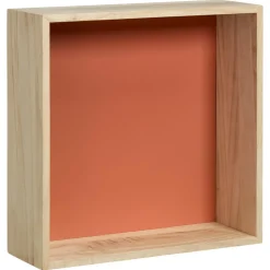 Wanddecoratie Hout Steenrood Maat L 30x10x30 cm
