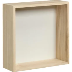 Wanddecoratie Hout Wit Maat M 25x9x25 cm